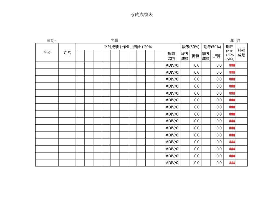 学生成绩表（分析表）_第1页