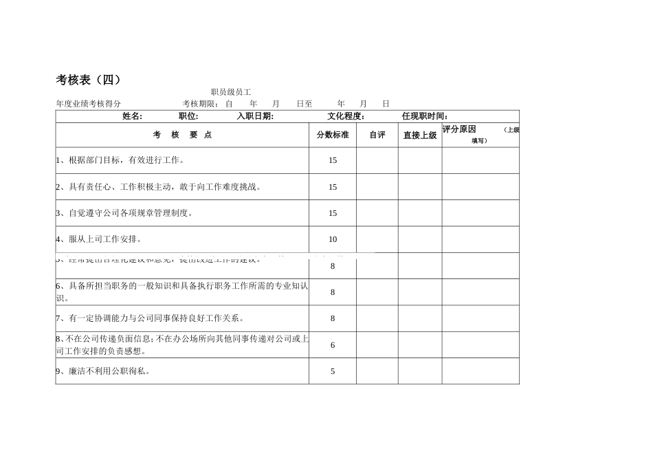 考核表（员工）_第1页