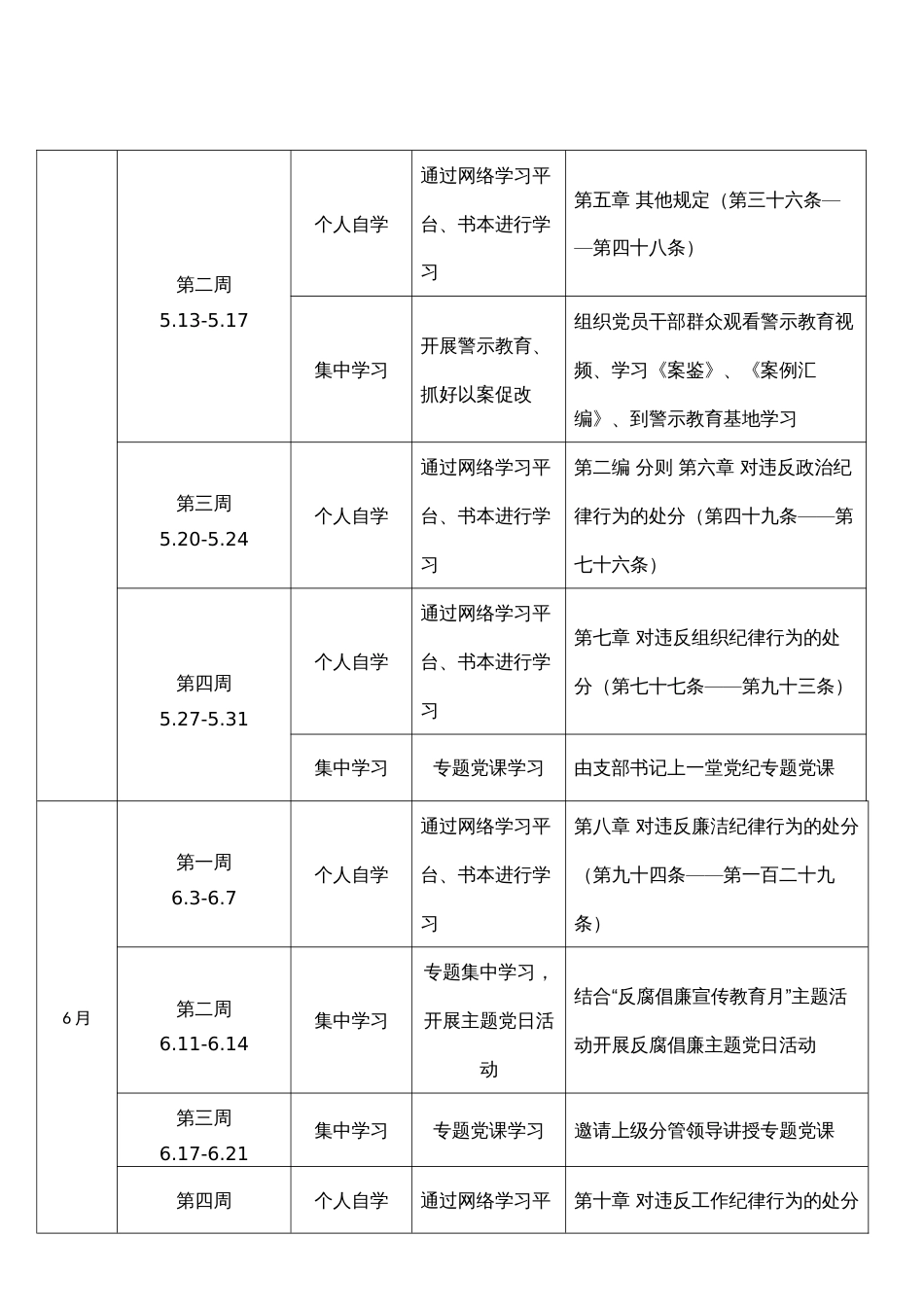 2024年党纪教育学习计划表任务党纪学习教育任务清单表共三篇_第3页