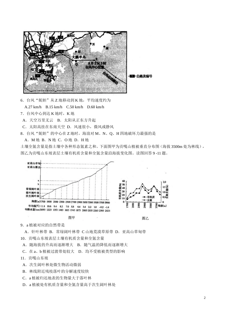 河北省衡水中学高三高考押题（三）地理试题_第2页