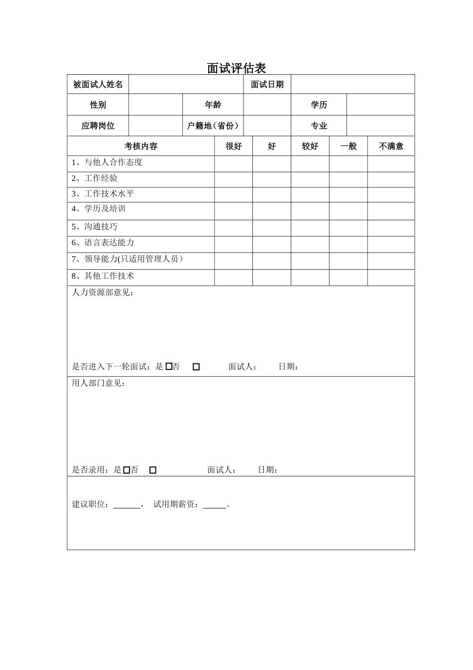 面试评估表模板_第1页