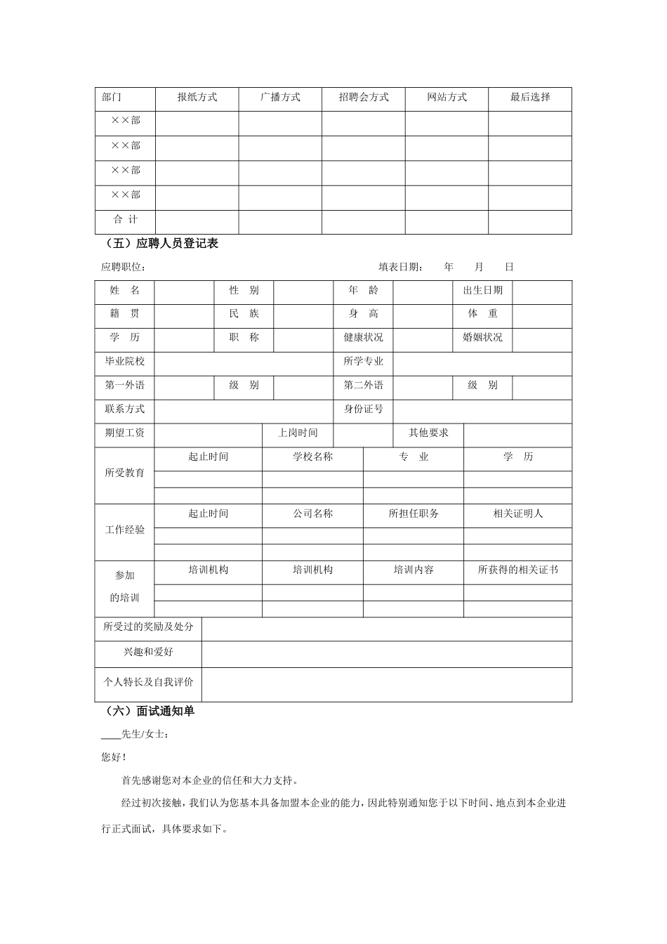 招聘面试流程及相关表格_第3页