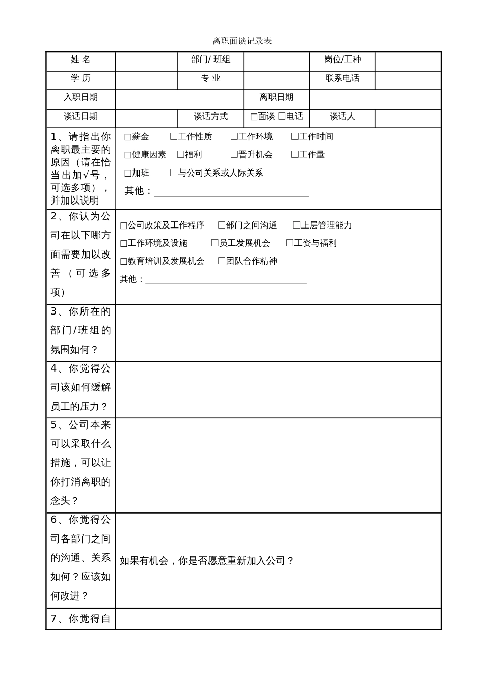 5-5离职面谈记录表_第1页