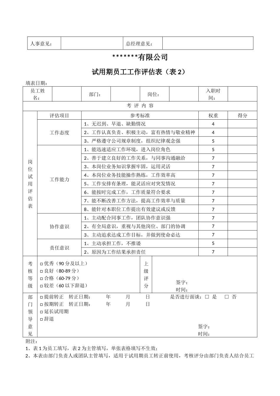 6-4转正审批表+工作评估单_第2页