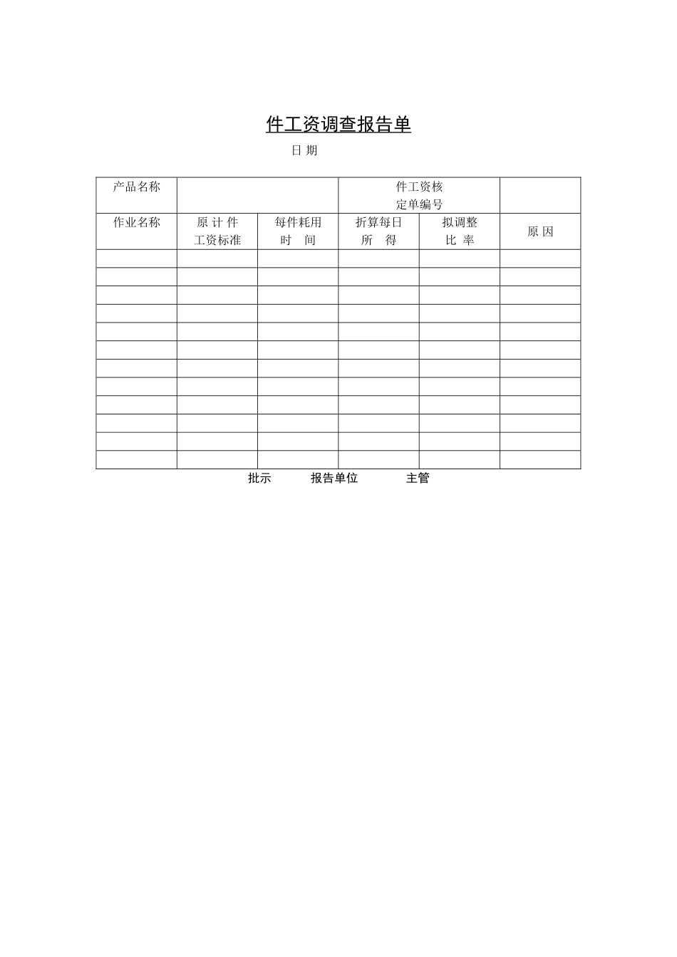 件工资调查报告单_第1页