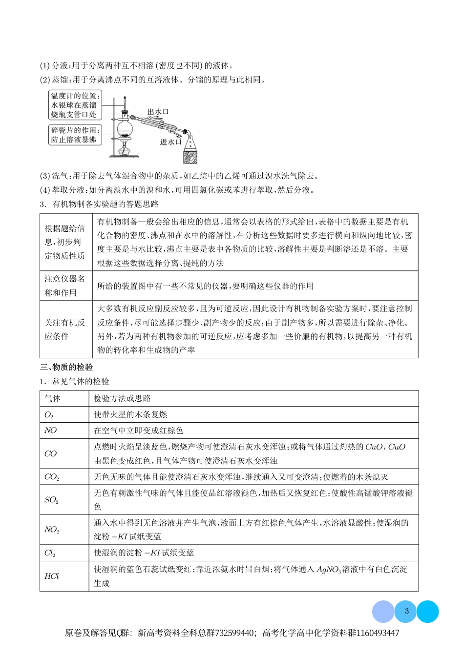 化学-物质的制备、检验、分离与提纯（学生版）_第3页