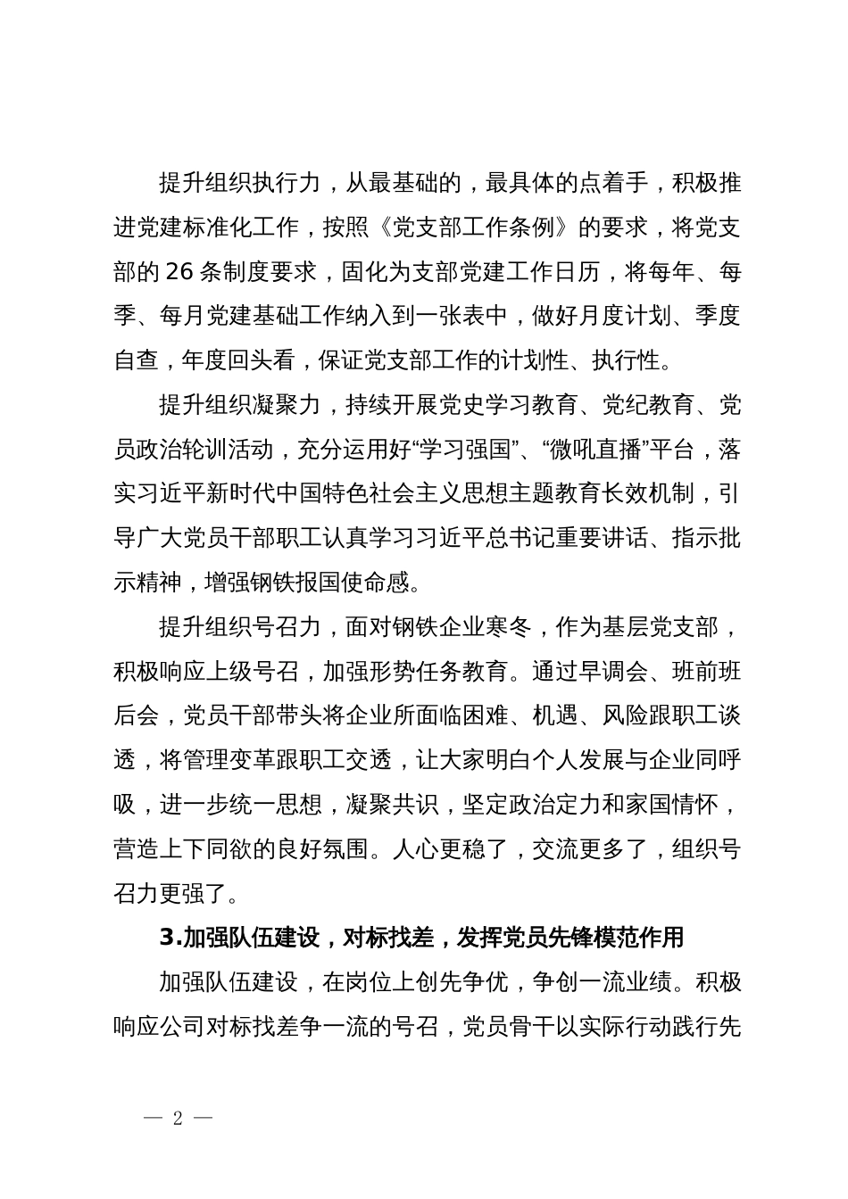 先进党支部申报材料：对标找差争一流，党建引领创佳绩_第2页