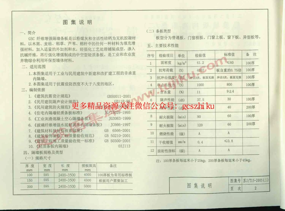 苏J／T15-2005(二) 轻质墙板构造图集(二) GSC纤维增强隔墙条板_第3页