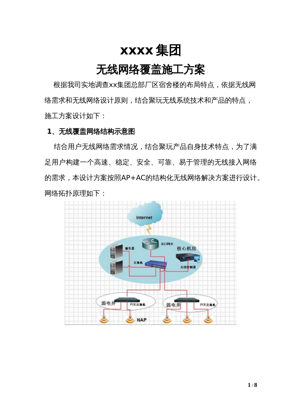 一套完整的无线（wifi）覆盖系统施工方案2018-8-5_第1页