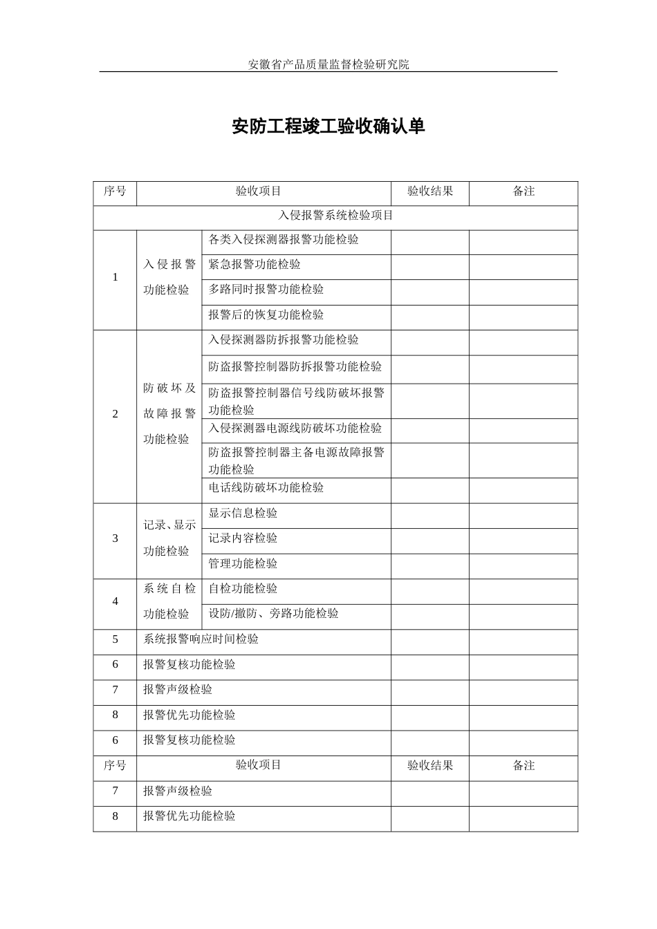 安防工程竣工验收确认单_第1页