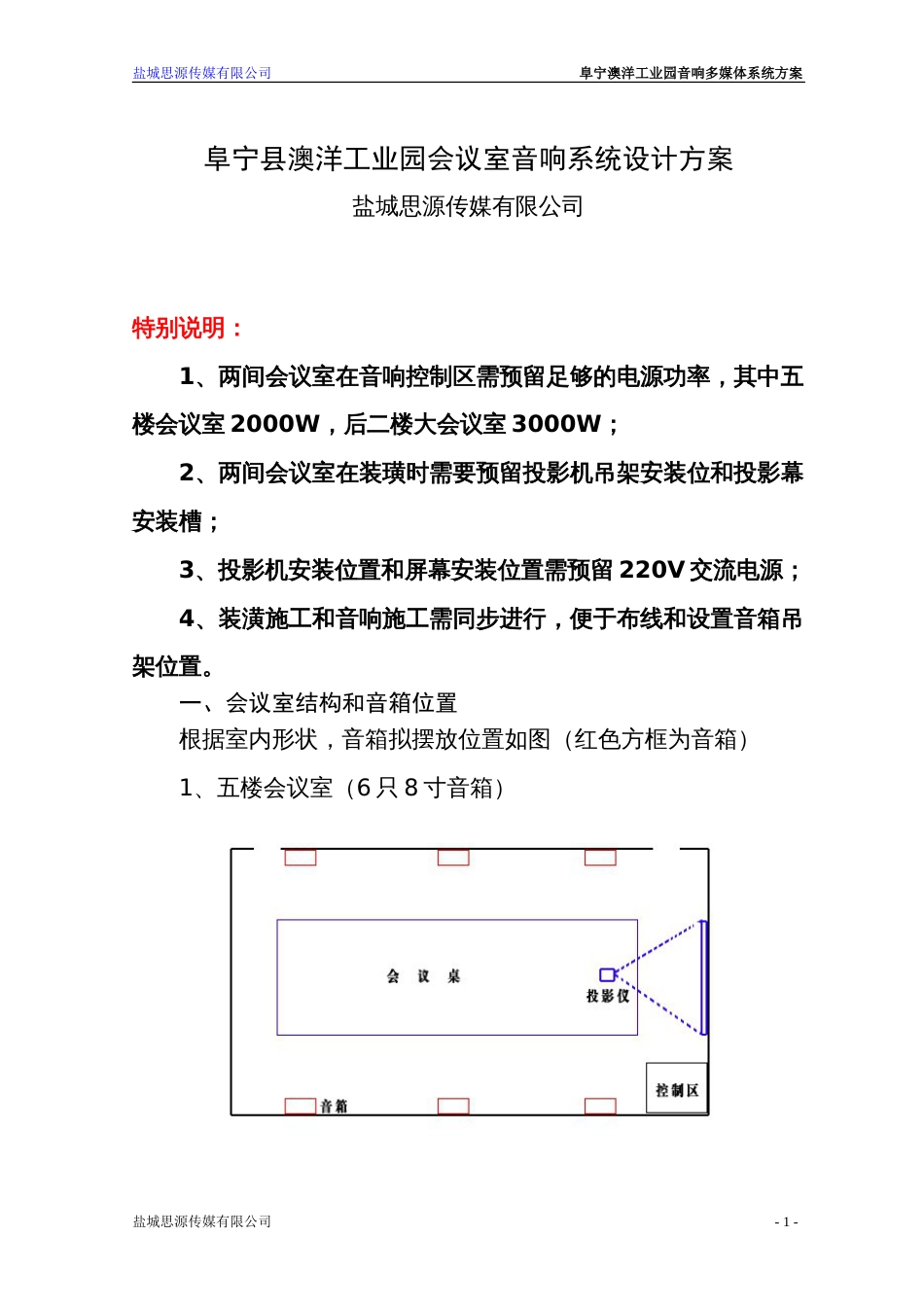 会议室多媒体音响系统方案 (1)_第1页