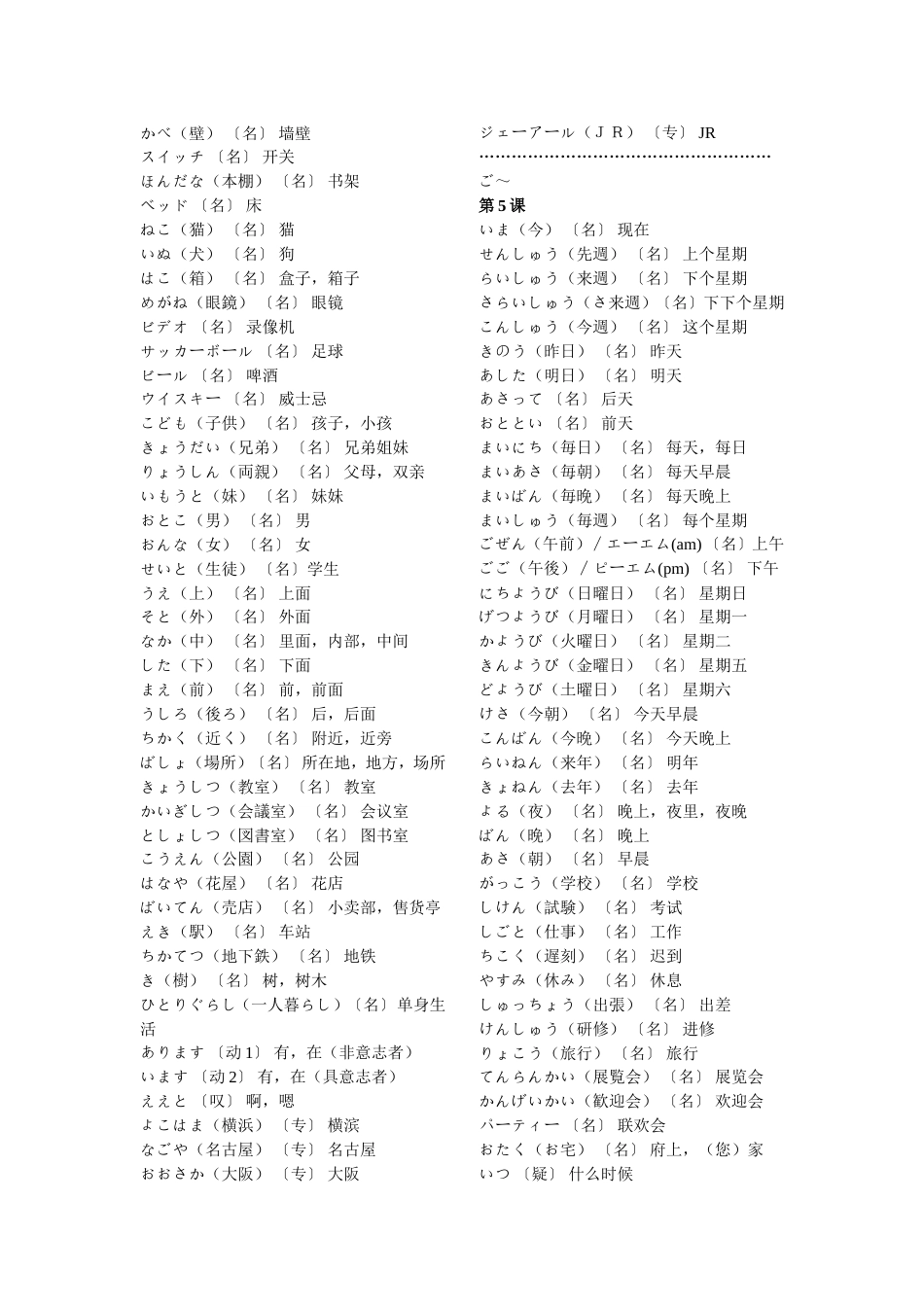 新版标准日本语初级单词_第3页