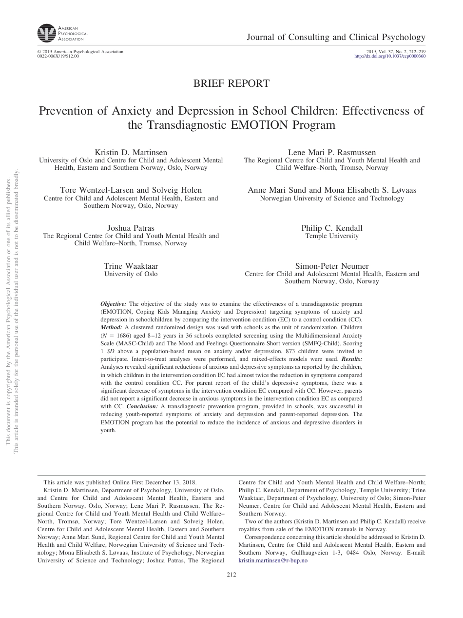 (1.4)--Prevention of Anxiety and Depres团体心理辅导_第1页