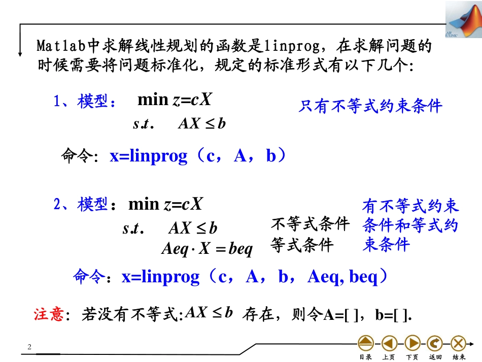 (4.27)--7.2 利用MATLAB求解线性规划问题_第2页