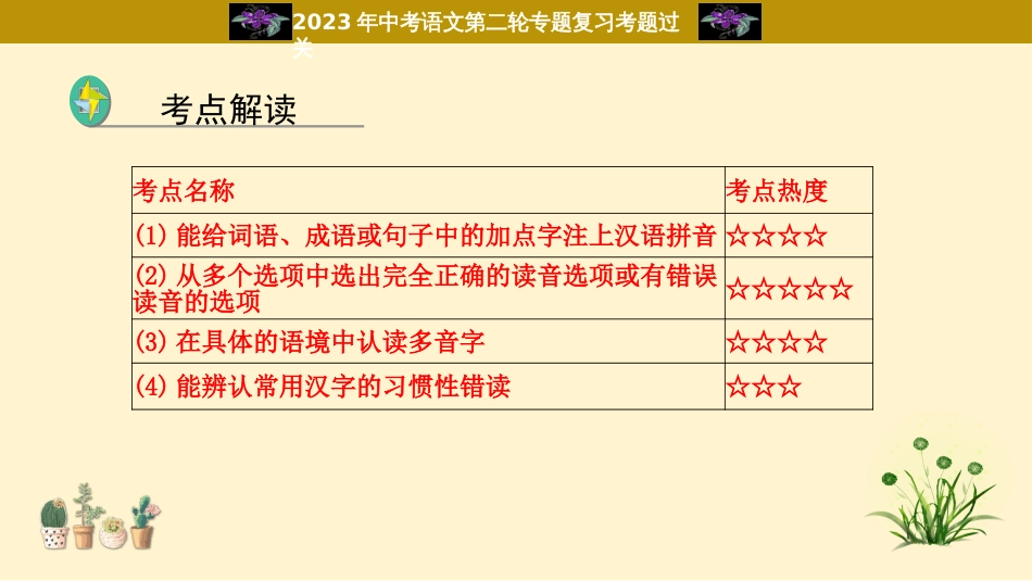 专题01  字音过关-2023年中考语文二轮复习重难点过关指导课件（部编版）_第2页