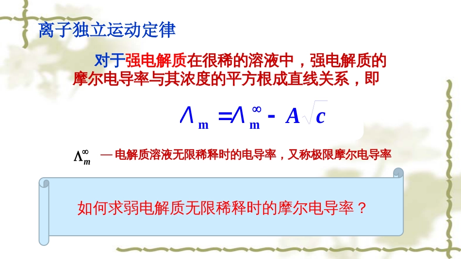 (19)--5.2离子独立运动定律和离子的摩尔电导率_第1页