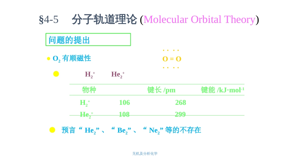 (48)--4.5 分子轨道理论无机及分析化学_第1页