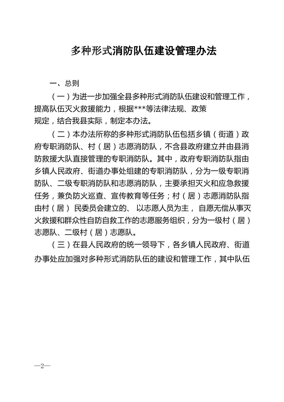 多种形式消防队伍建设管理办法_第1页