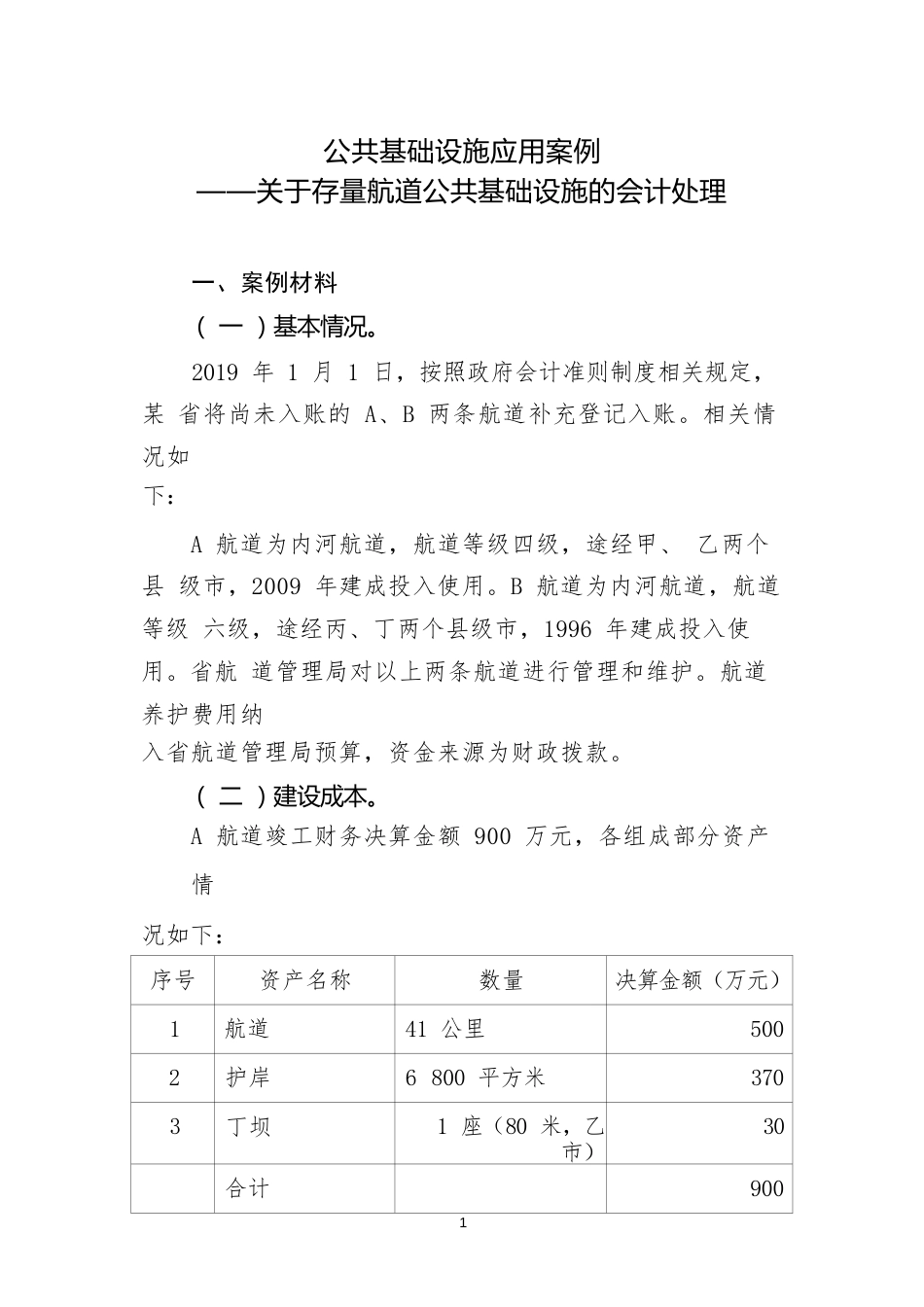 公共基础设施类应用案例——关于存量航道基础设施的会计处理_第1页