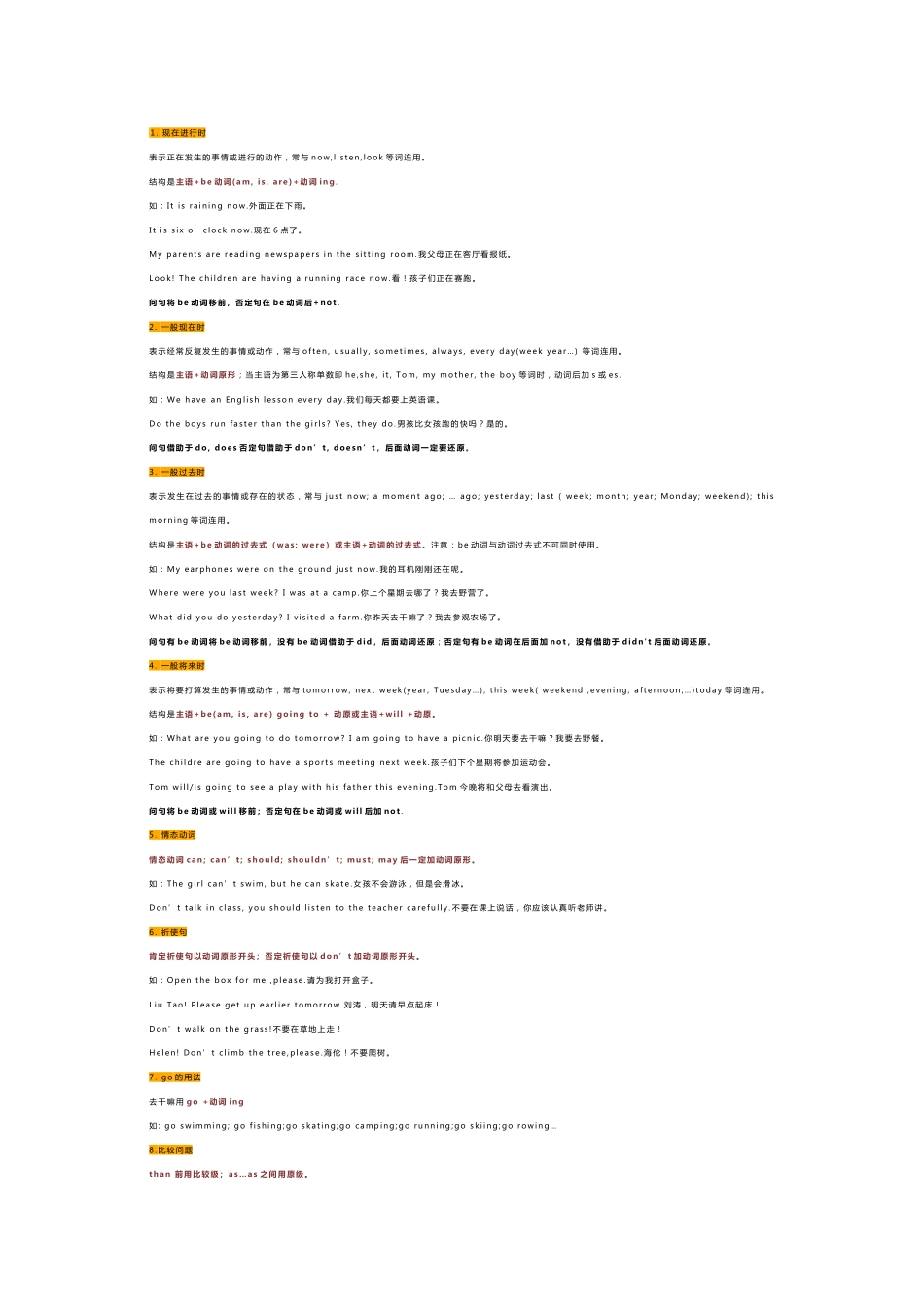 小学1-6年级下册英语必考40个重点知识点_第1页