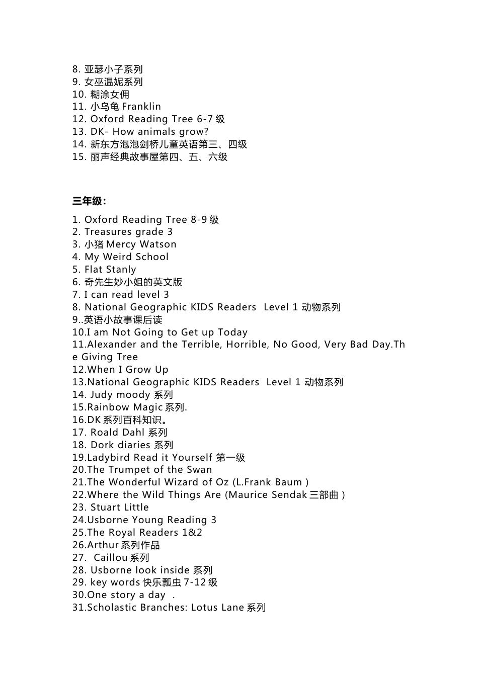 小学1-6年级英语课外阅读书单_第2页