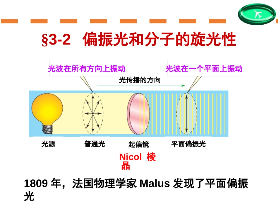 (40)--第三章-2节-偏振光和分子的旋光性_第1页