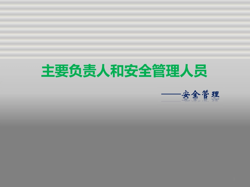 主要负责人和安全管理人员培训之安全管理_第1页