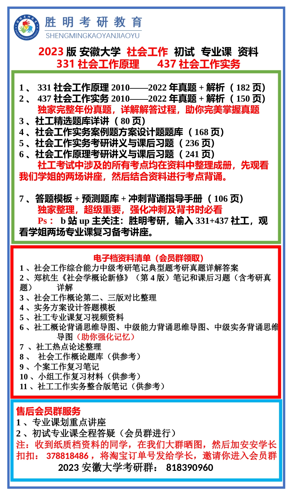 2023届安大331+437社会工作专业课资料介绍与展示_第1页