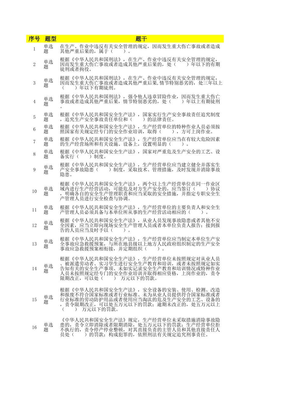 综合类专职安全生产管理人员（C3）练习题_第1页