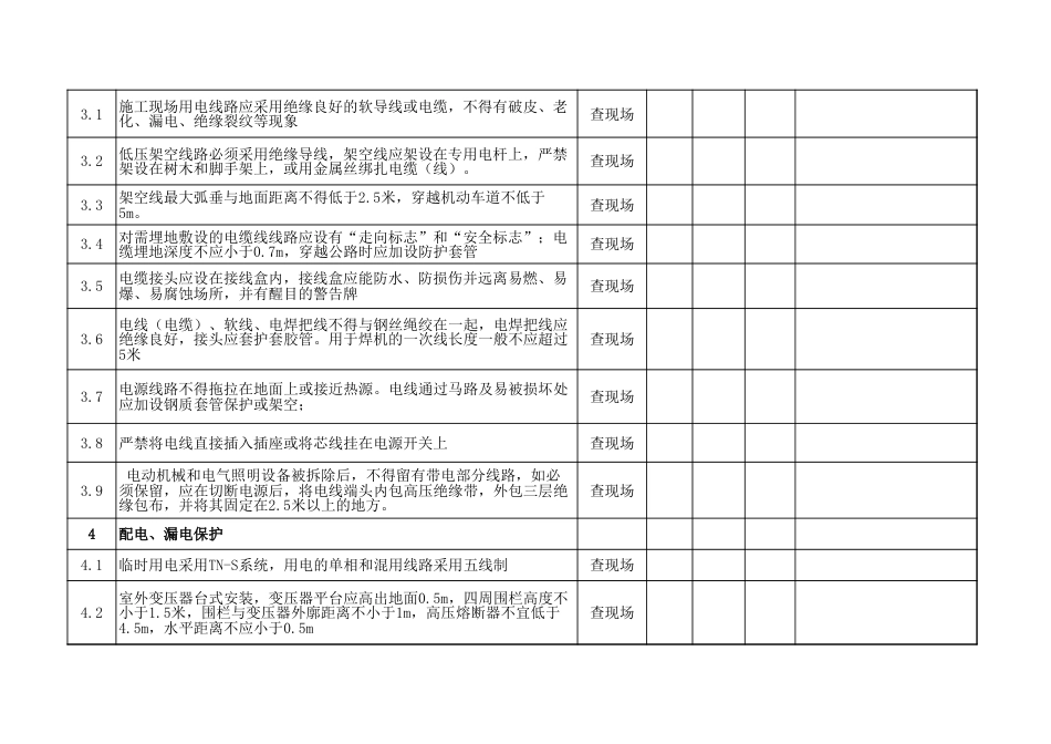 施工现场临时用电专项检查表_第2页