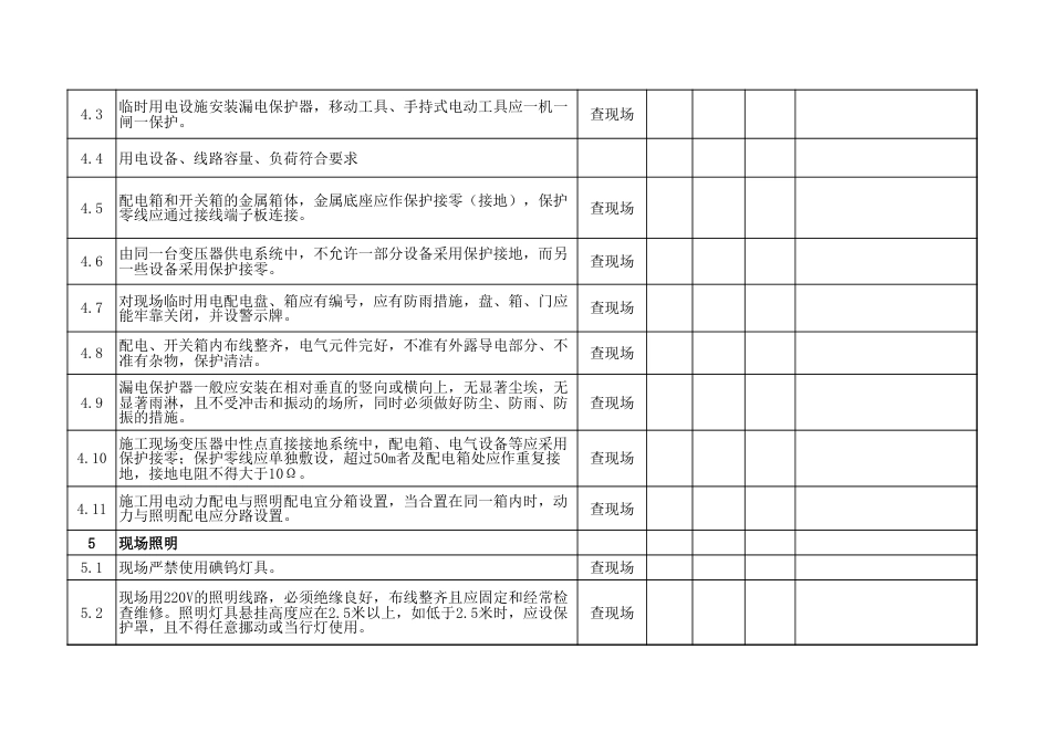 施工现场临时用电专项检查表_第3页