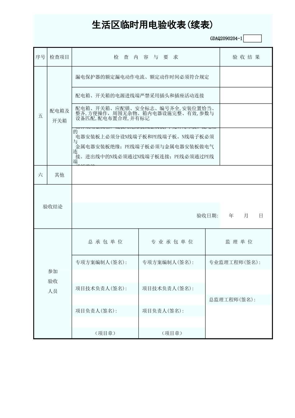 生活区临时用电验收表_第2页