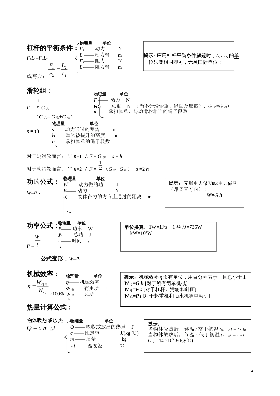 初中物理公式汇总_第2页