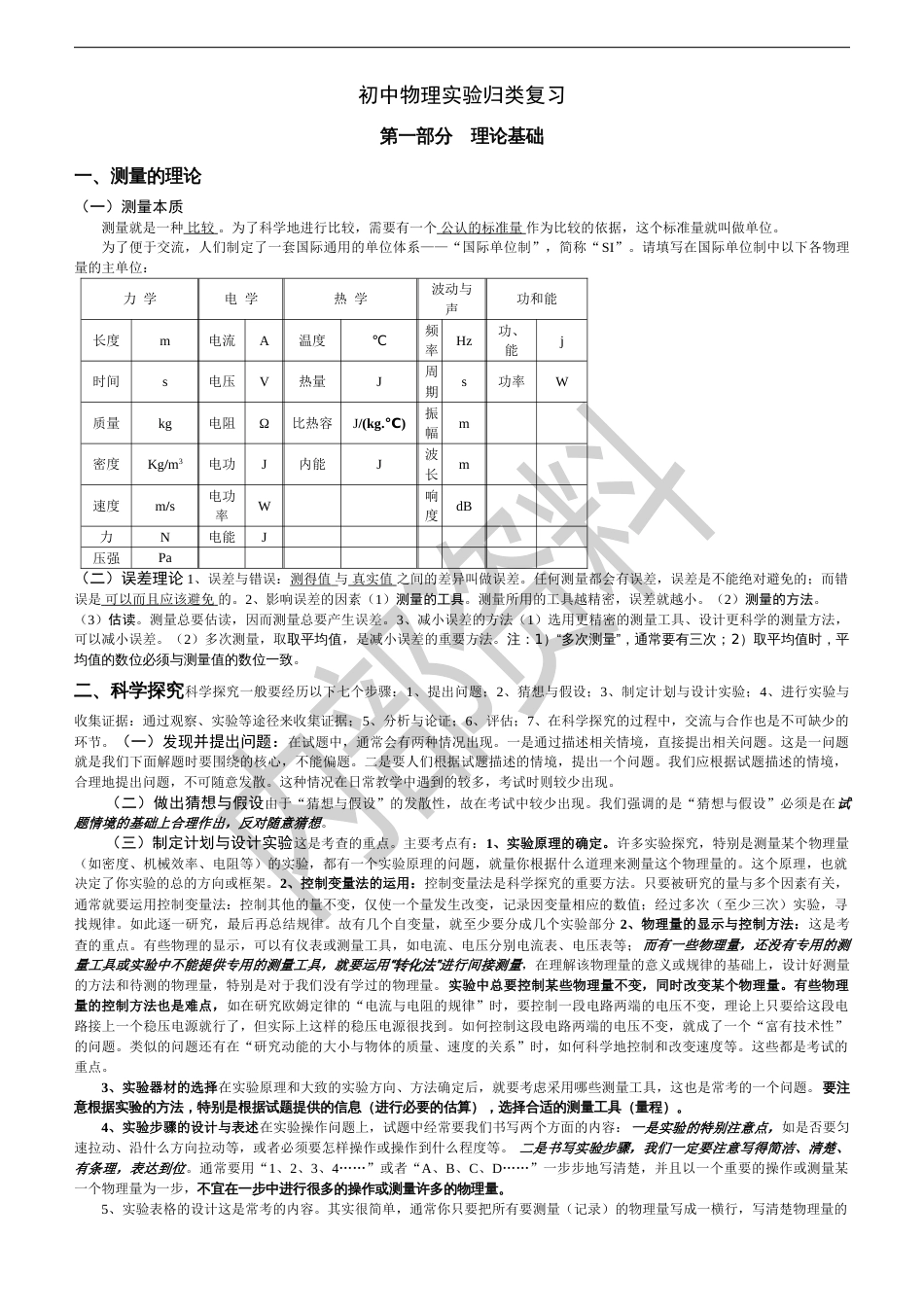 初中物理实验归类复习学案_第1页