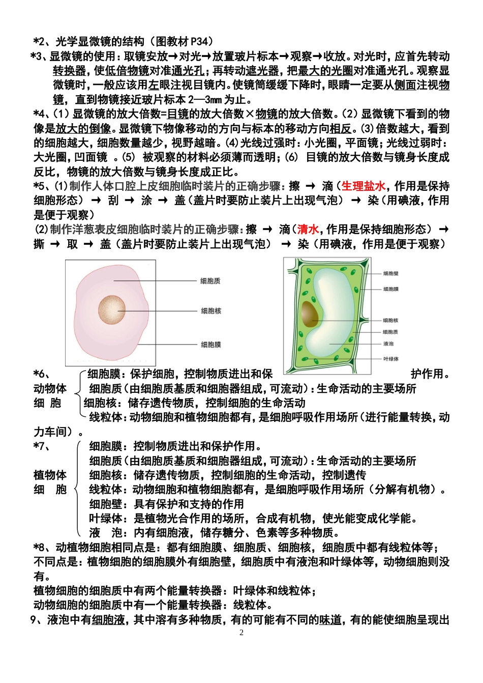 北师大版七上生物复习提纲_第2页