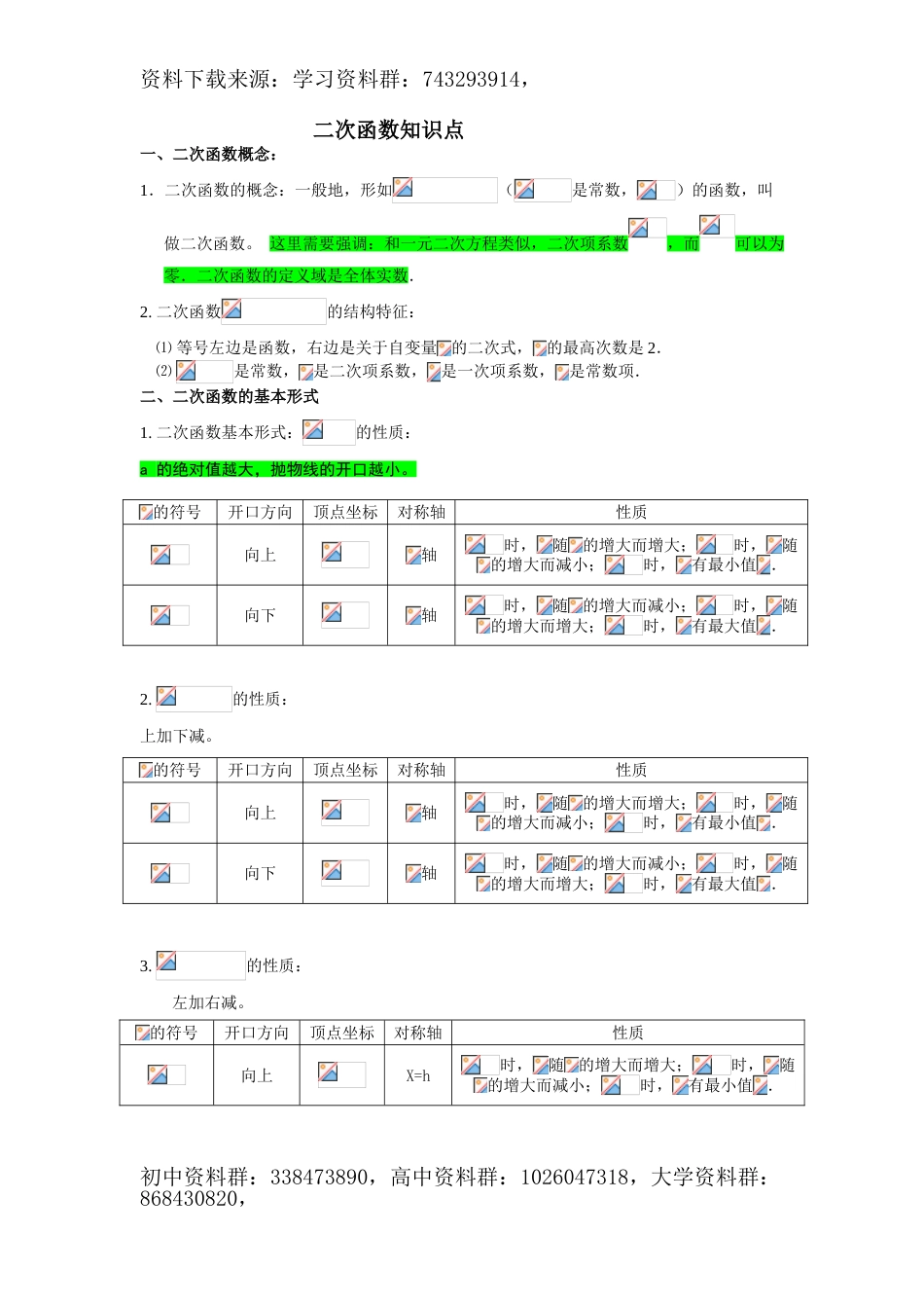 二次函数解析式图象和性质专题（42页）_第1页