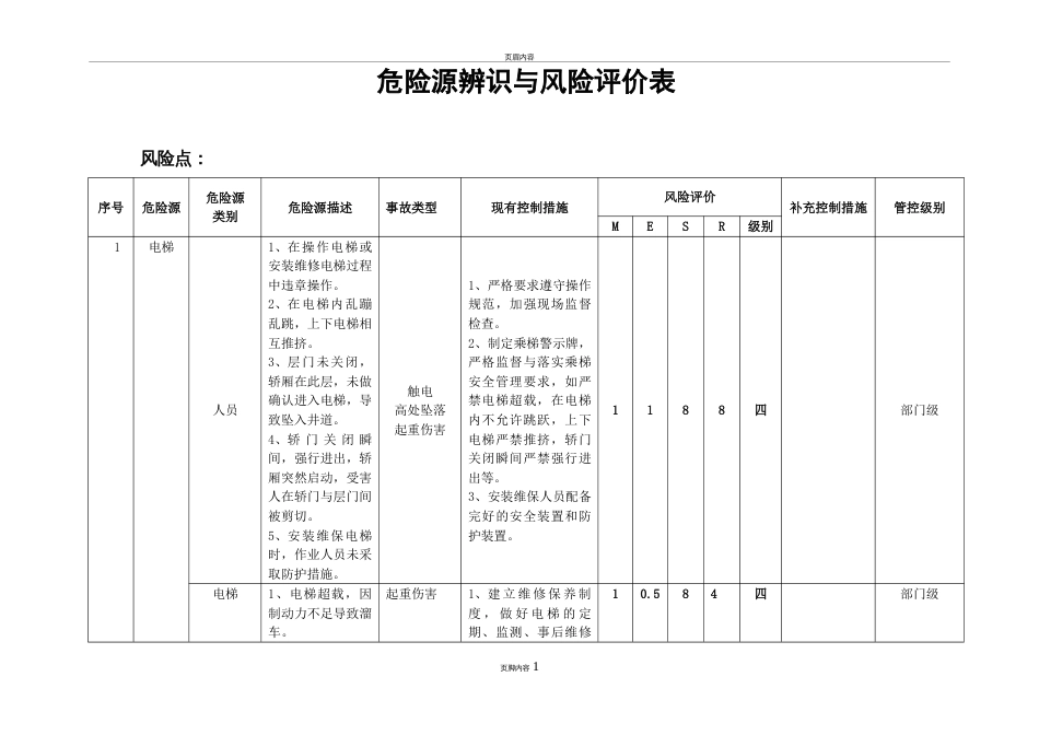 危险源辨识与风险评价表_第1页