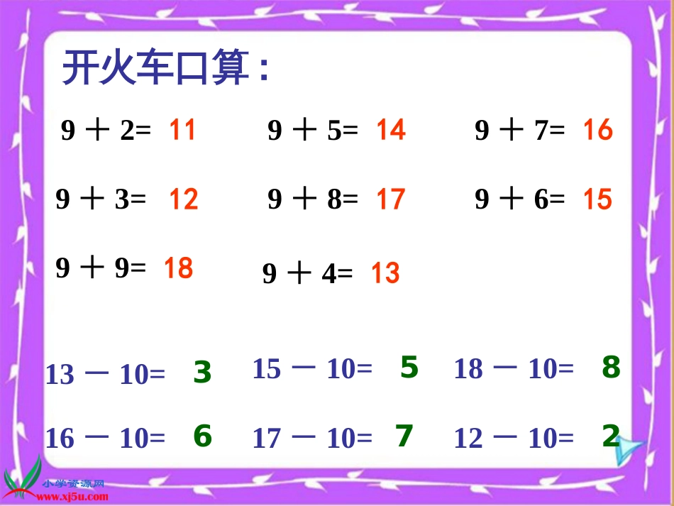 人教小学数学一下《2.1 十几减9 》PPT课件 (5)_第3页