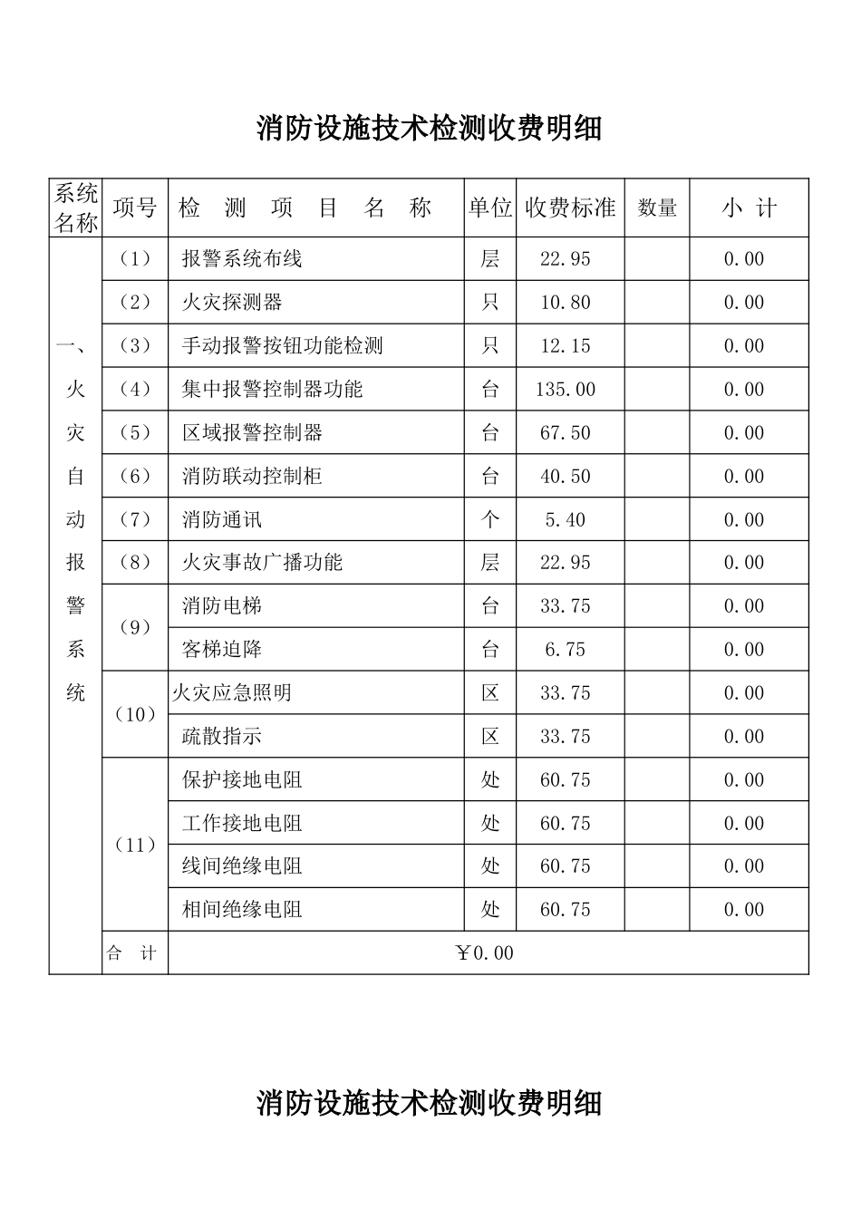 消防设施检测报价单_第1页