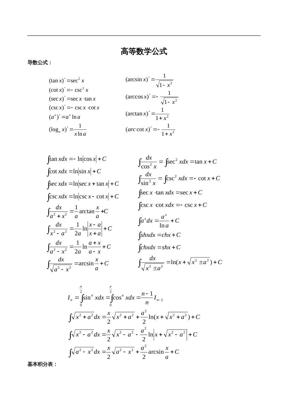 考研数学三公式大全_第1页