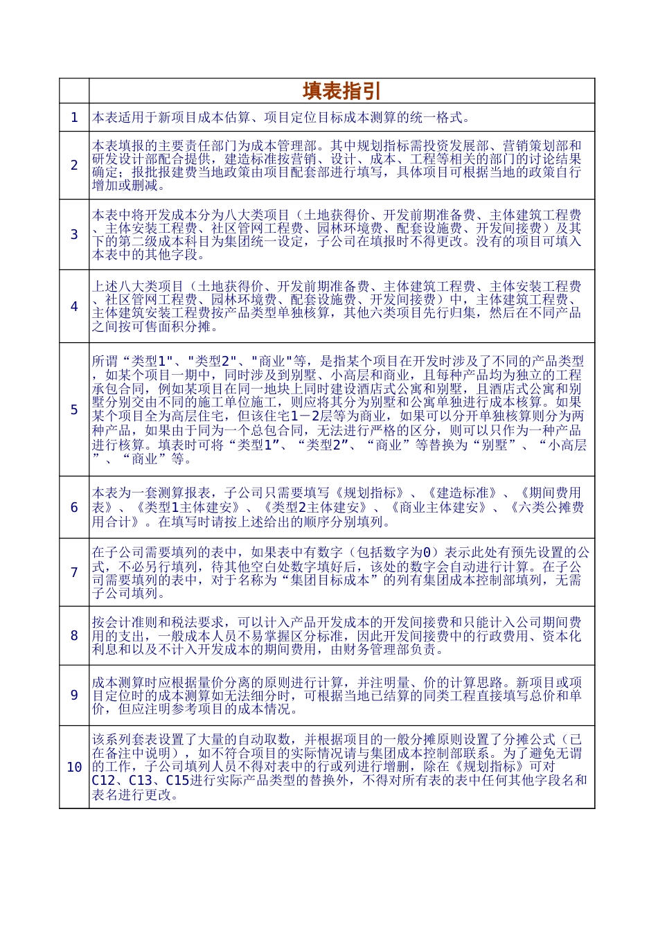 房地产成本测算表(万科参考)_第1页