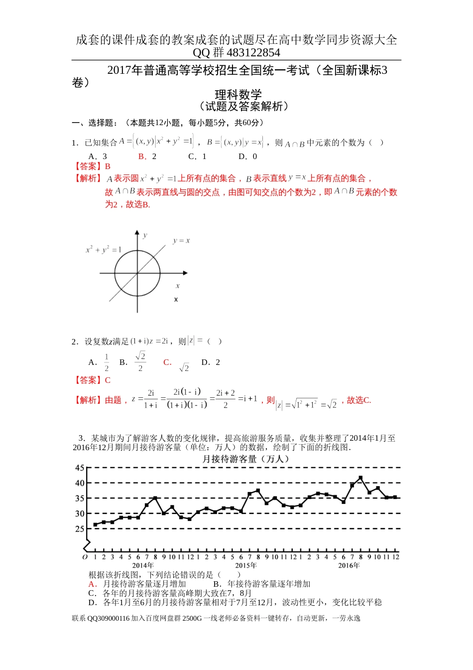 2017年普通高等学校招生全国统一考试（全国新课标Ⅲ卷）数学试题 （理科）解析版_第1页