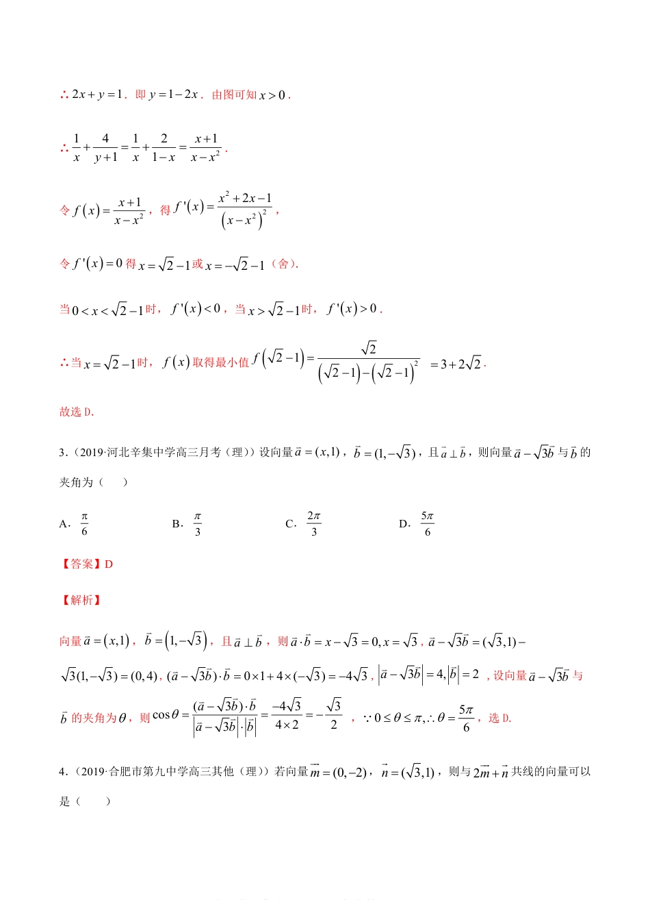 考点04 平面向量 -2021届高三《新题速递·数学（理）》9月刊（适用于高考复习）解析版_第2页