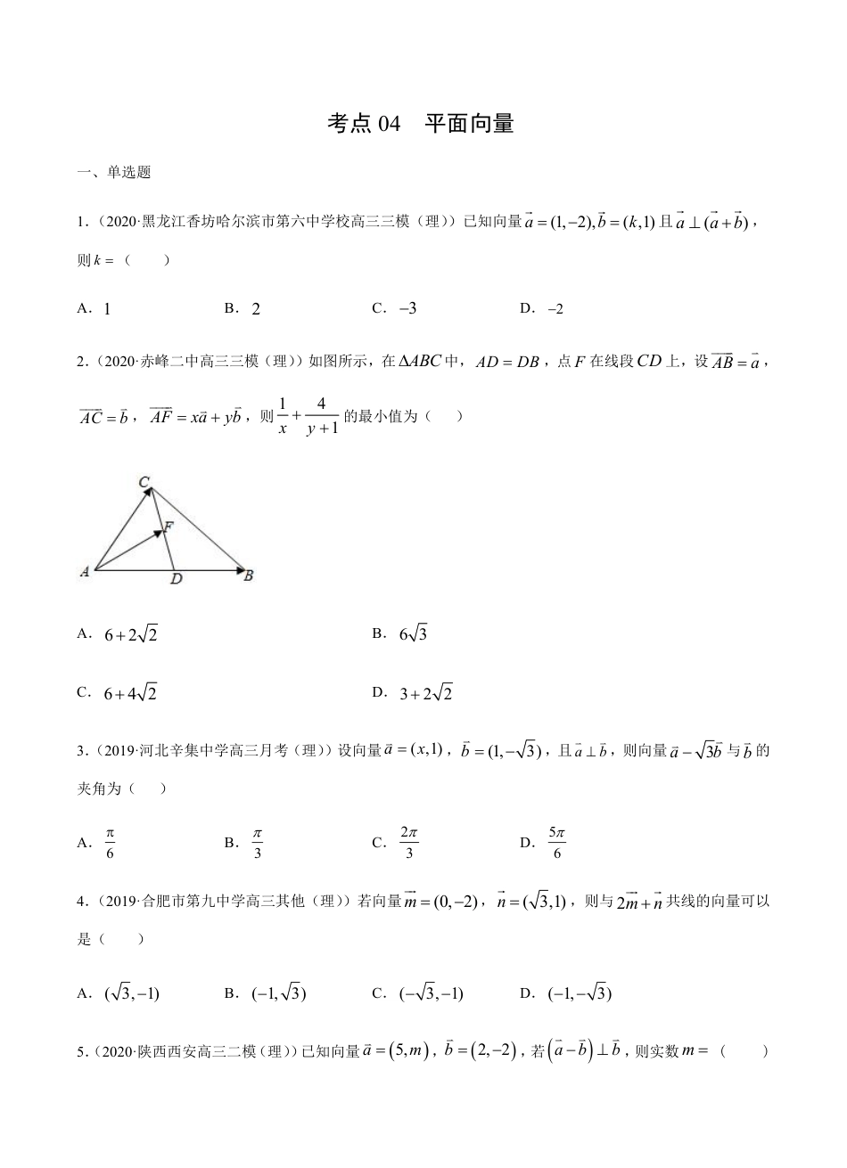 考点04 平面向量 -2021届高三《新题速递·数学（理）》9月刊（适用于高考复习）原卷版_第1页