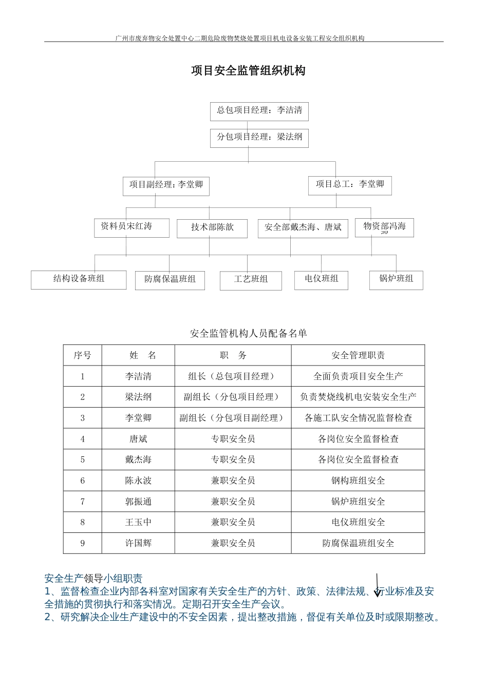 项目安全监管组织机构_第1页