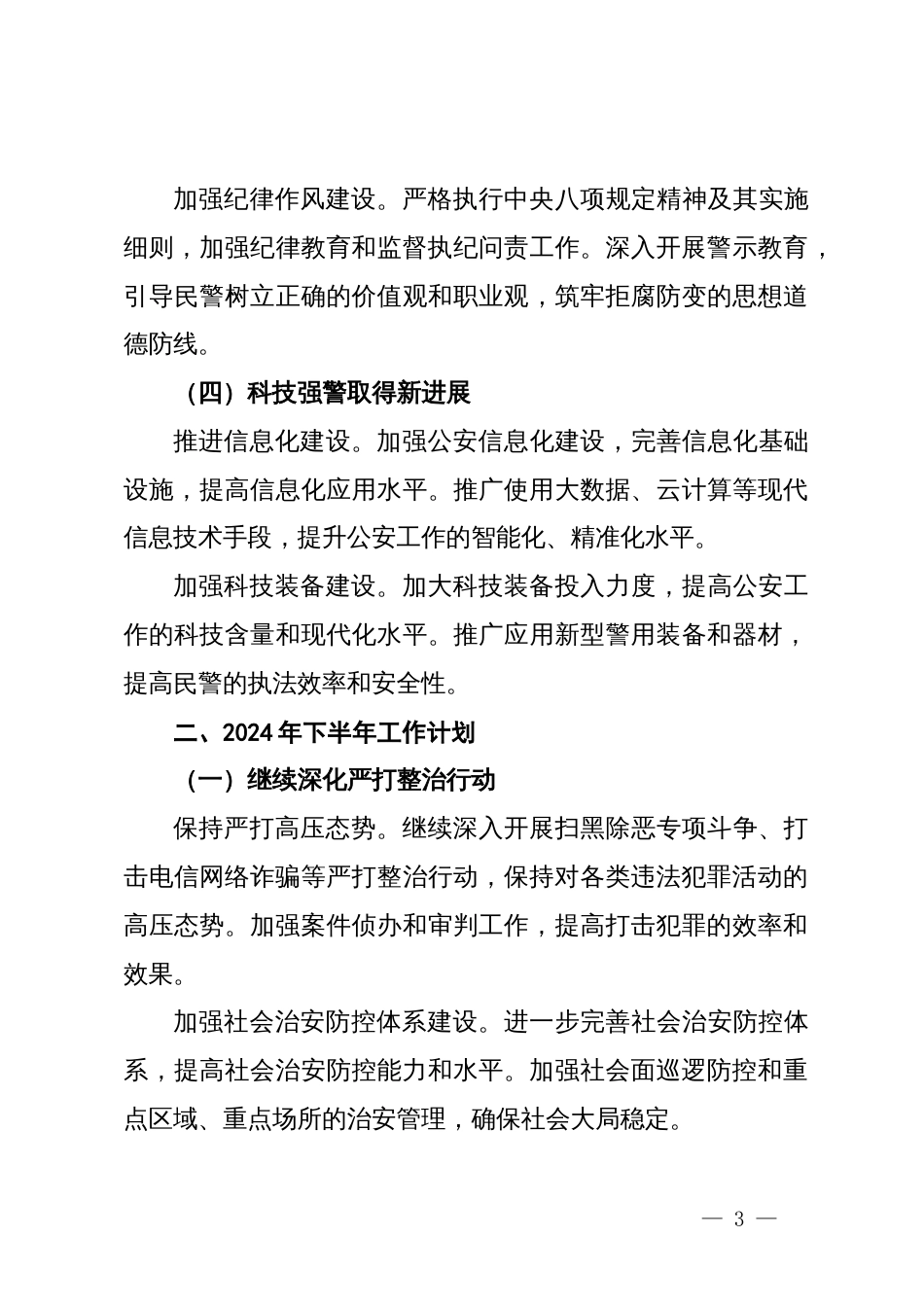 市公安局2024年上半年工作总结及下半年工作计划_第3页