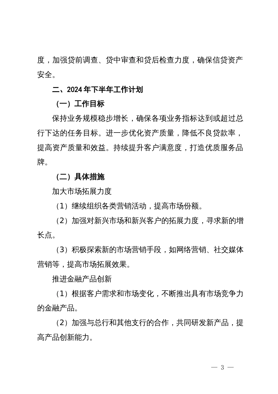 中国农业银行某某支行2024年上半年工作总结与下半年工作计划_第3页