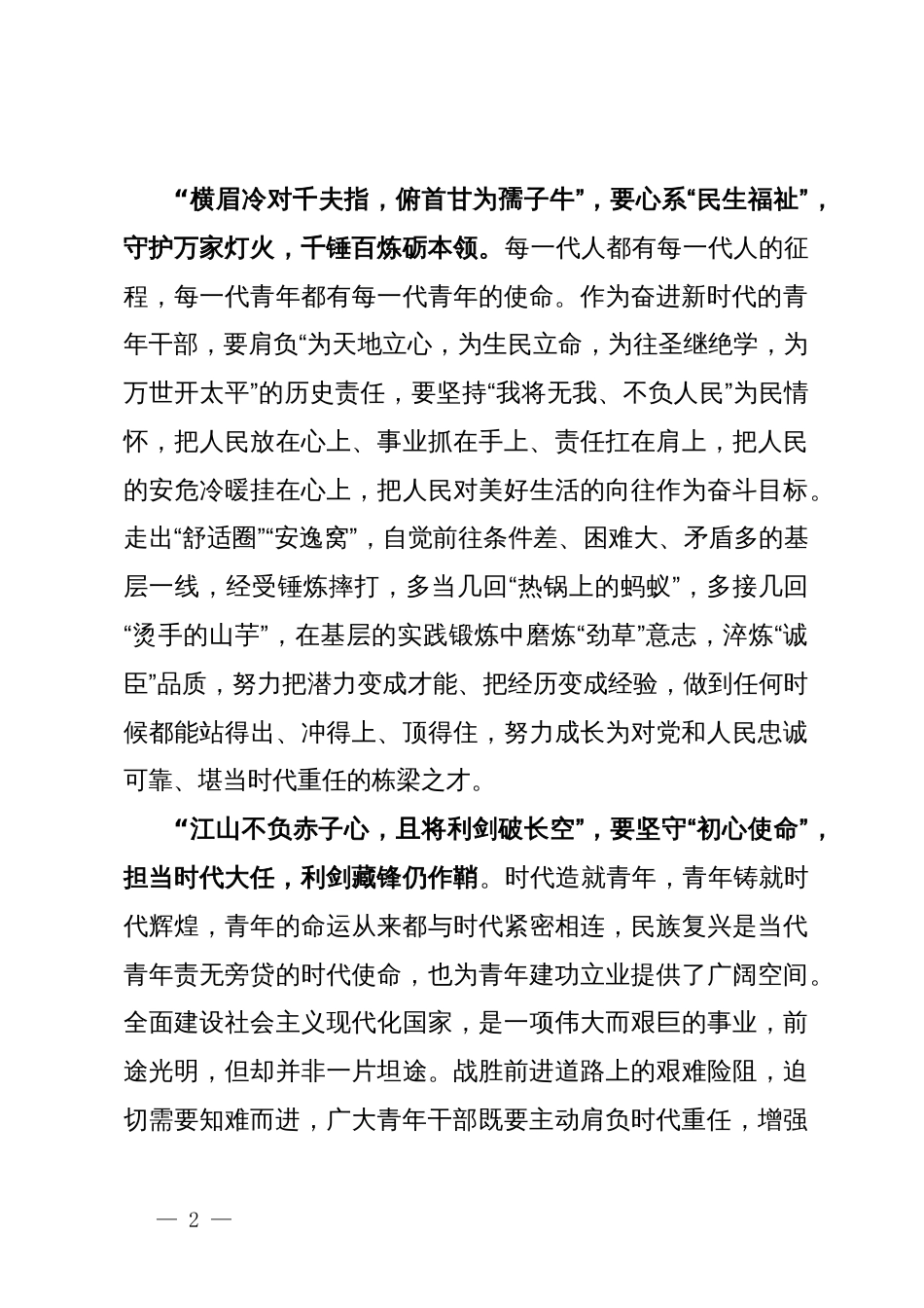 青年干部交流发言：以身铸剑 挺膺时代担当_第2页