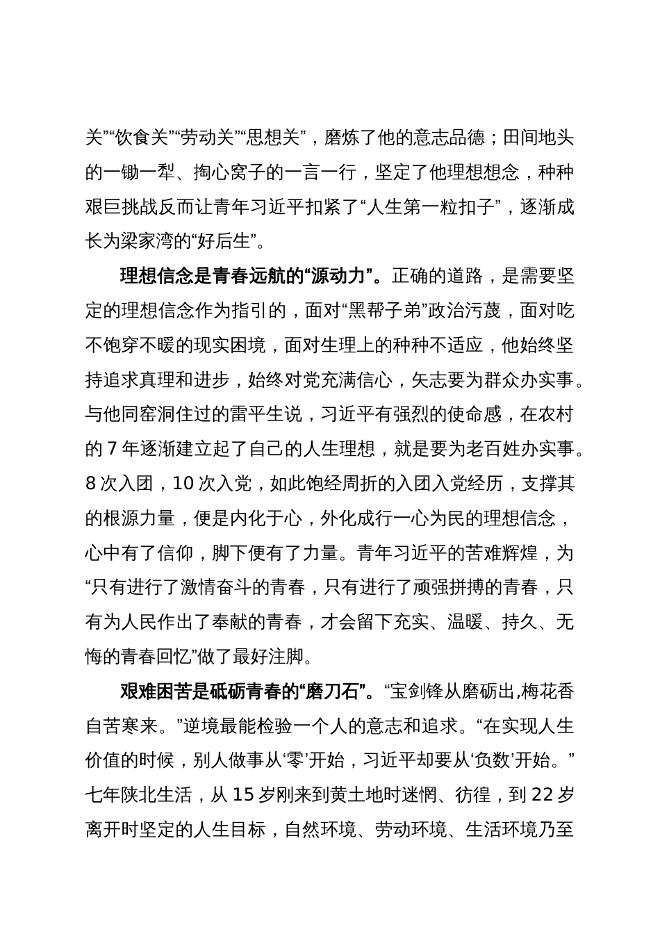 青年干部心得体会：没有横空出世的伟大，只有艰苦奋斗的青春_第2页