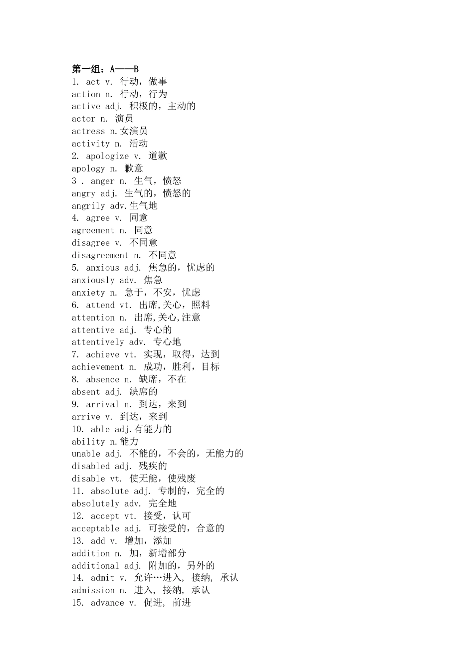 初中英语考试核心词“词形”转换全汇总_第1页